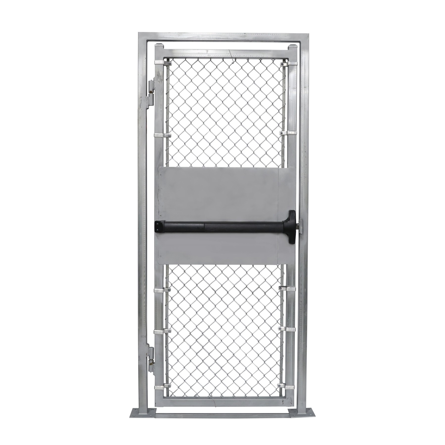 Walk Em Chain 4' x 8' Prehung Chain Link Surface-Mount Walk Gate Kit with Panic Exit ...