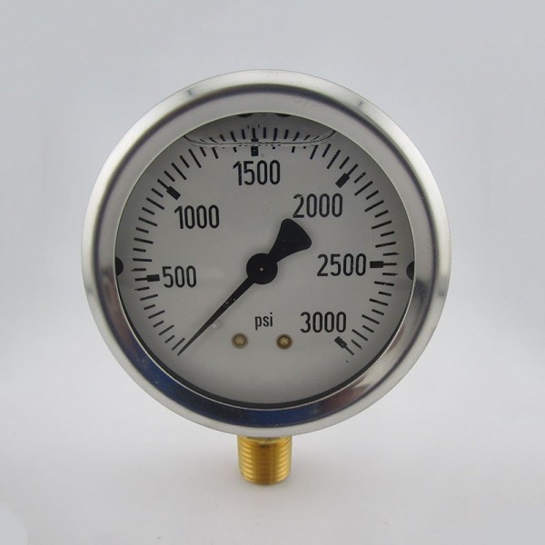 Delta Scientific OEM Replacement Pressure Gauge 0-3000 Psig 2-1/2″ Face, Liquid Filled 1/4″ Npt, Bottom Stem - 2465-21
