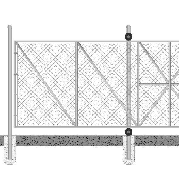6' High x Custom Width Gate Opening Commercial Cantilever Sliding Gate (2"sq x 9 Gauge Fabric, 2 1/2" Round Frame)