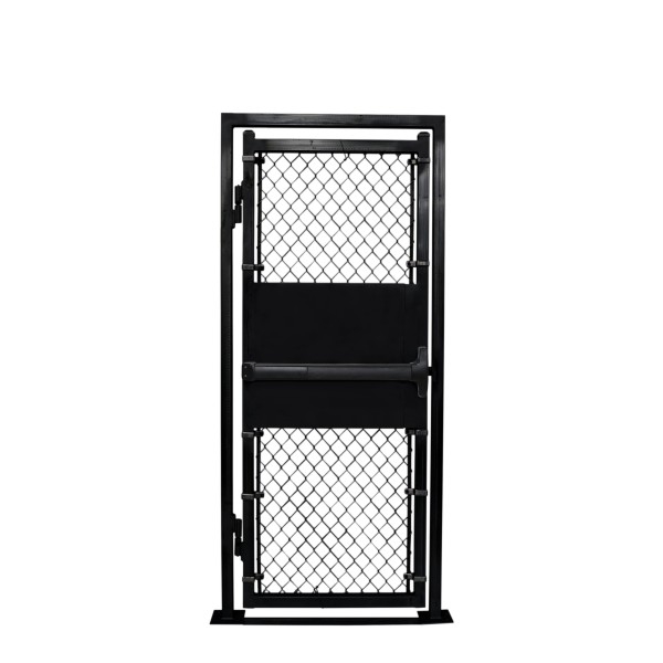 Custom Width & Height Surface-Mount Prehung Chain Link Mount Walk Gate Kit with Panic Exit Bar (Powder-Coated Black)