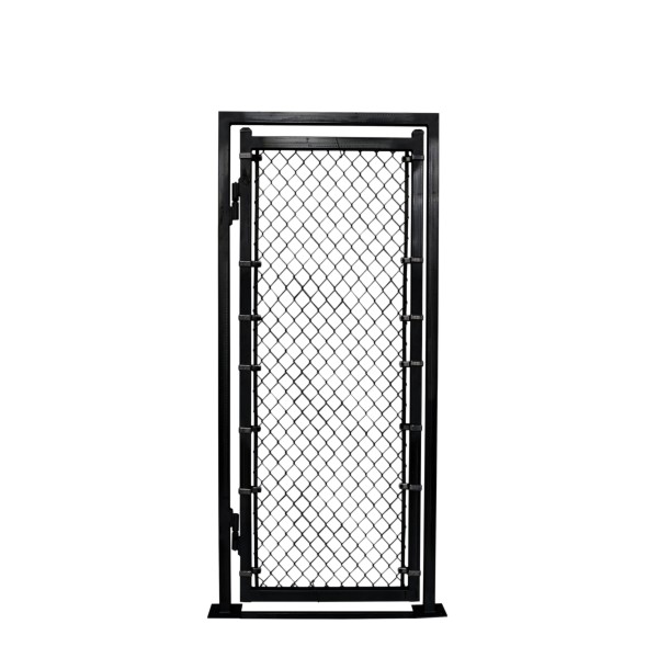 Custom Width & Height Surface-Mount Prehung Chain Link Mount Walk Gate Kit (Powder-Coated Black)