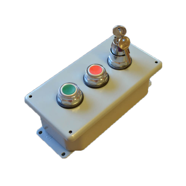 Spike Systems 30mm 3-Button Metal Enclosure with Green Open/Red Close/Keyed On-Off Switches - OCS-300
