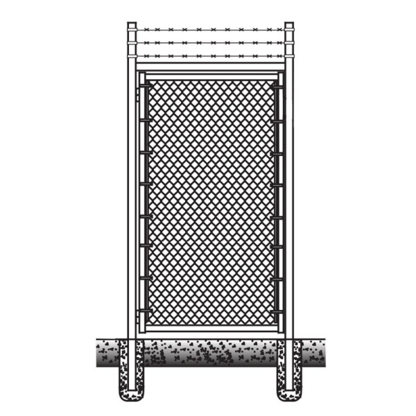 3' x 7' Prehung Barbed Wire Chain Link In-Ground Mount Walk Gate Kit 
