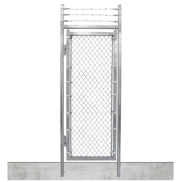3' x 7' Prehung Barbed Wire Chain Link In-Ground Mount Walk Gate Kit 