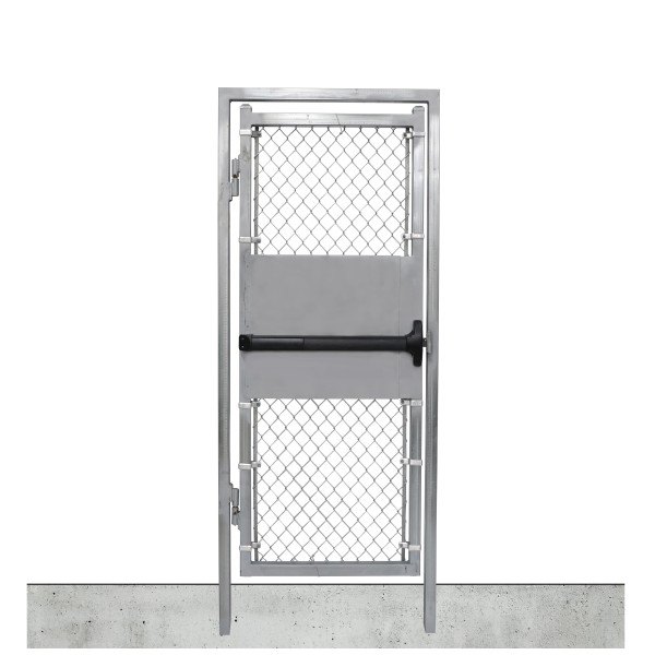 3' x 6' Prehung Chain Link In-Ground Walk Gate Kit with Panic Exit Bar (Barrier Gates)
