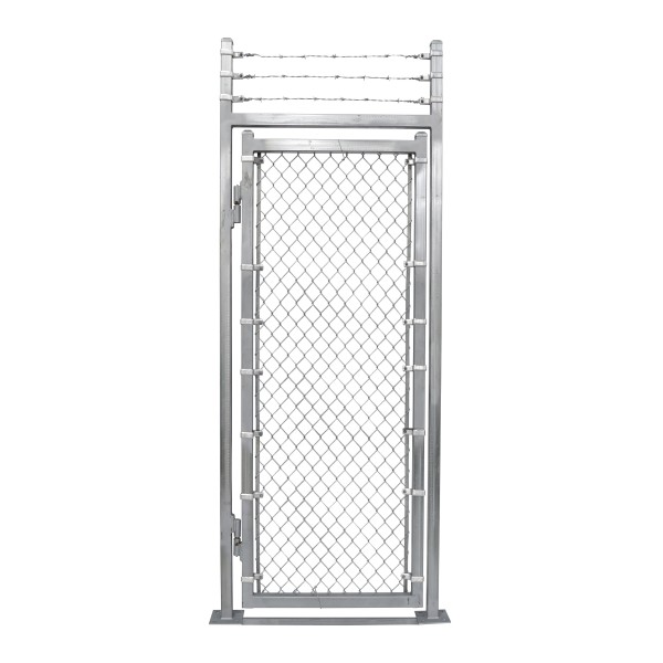 3' x 7' Prehung Barbed Wire Chain Link Surface-Mount Walk Gate Kit (Barrier Gates)
