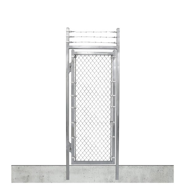 3' x 7' Prehung Barbed Wire Chain Link In-Ground Mount Walk Gate Kit 