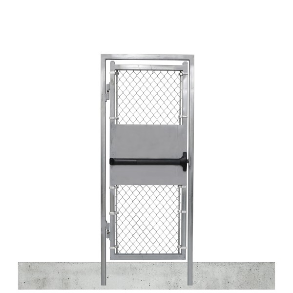 3' x 6' Prehung Chain Link In-Ground Walk Gate Kit with Panic Exit Bar (Barrier Gates)