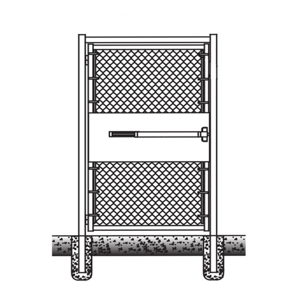 4' x 6' Prehung Chain Link In-Ground Walk Gate Kit with Panic Exit Bar 
