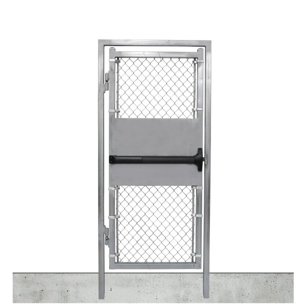 4' x 6' Prehung Chain Link In-Ground Walk Gate Kit with Panic Exit Bar (Barrier Gates)