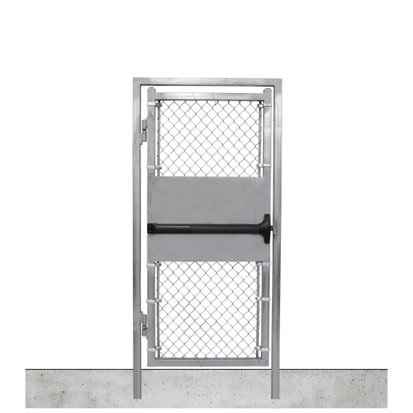 4' x 6' Prehung Chain Link In-Ground Walk Gate Kit with Panic Exit Bar (Barrier Gates)