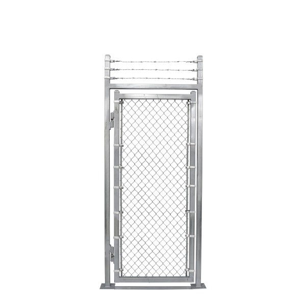 4' x 7' Prehung Barbed Wire Chain Link Surface-Mount Walk Gate Kit (Barrier Gates)