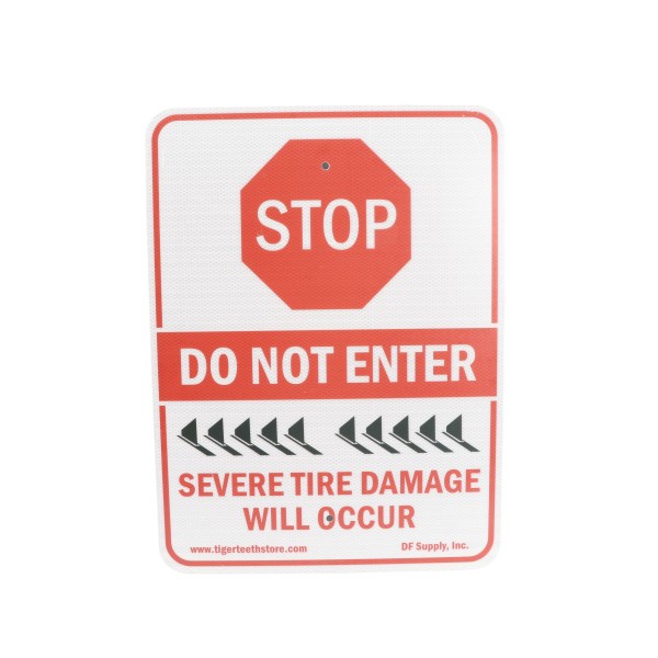 Roadshark Tiger Teeth Stop Do Not Enter Severe Tire Damage Will Occur Warning Sign (Stop)
