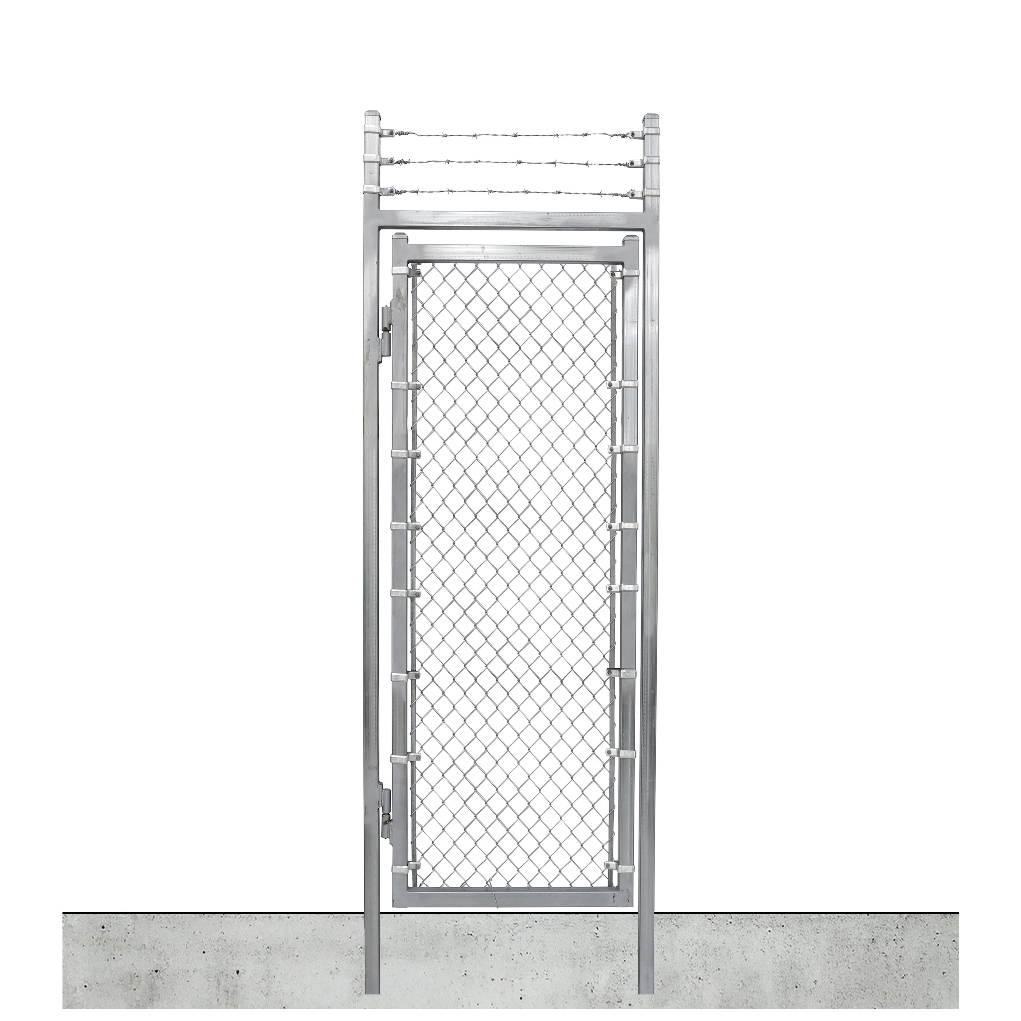 3' x 7' +1' Prehung Barbed Wire Chain Link In-Ground Mount Walk Gate ...