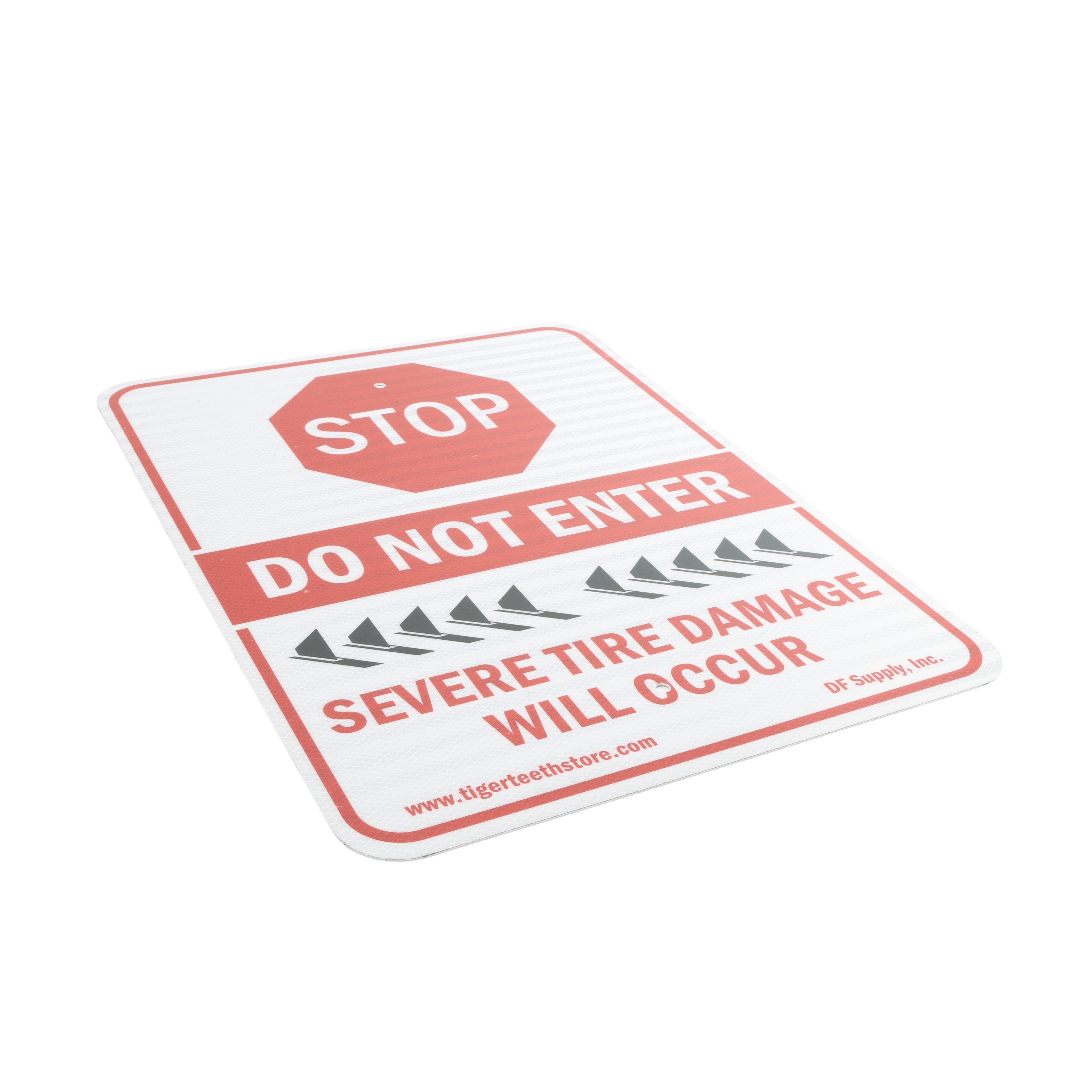 Warning Damage Sign Roadshark Tiger Teeth Stop Do Not Enter Severe Tire Damage Will Occur ...