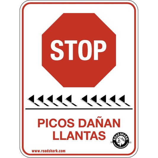 Roadshark Tiger Teeth 18" x 24" Aluminum "STOP" Sign - SPA/Spanish Language