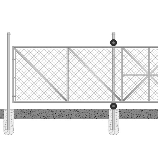4' High x Custom Wide Gate Opening for Commercial Cantilever Sliding Gate (2" x 9 Gauge Fabric, 2 1/2" Round Frame)
