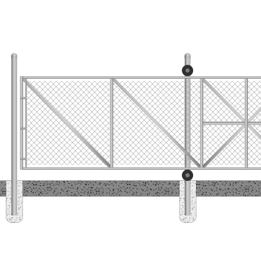4' High x Custom Width Gate Opening Commercial Cantilever Sliding Gate (2"sq x 9 Gauge Fabric, 2 1/2" Round Frame)