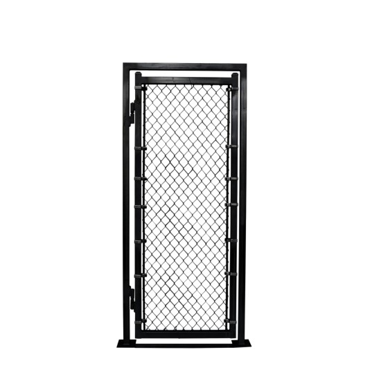 Custom Width & Height Surface-Mount Prehung Chain Link Mount Walk Gate Kit (Powder-Coated Black)