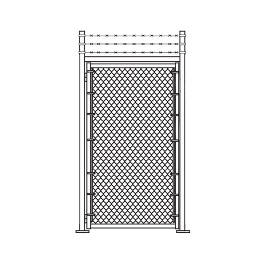 3' x 7' Prehung Barbed Wire Chain Link Surface-Mount Walk Gate Kit 