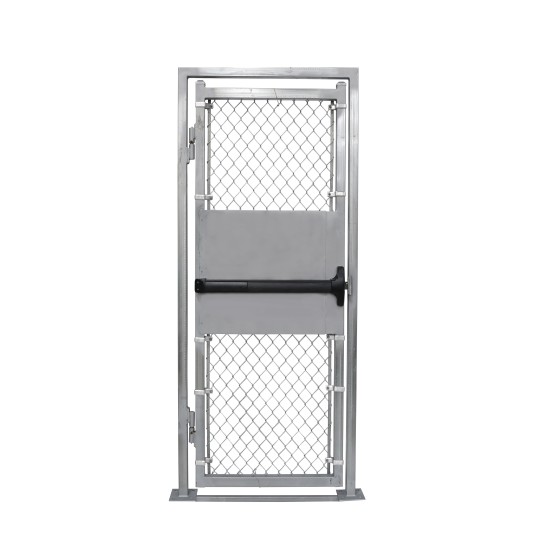 3' x 7' Prehung Chain Link Surface-Mount Walk Gate Kit with Panic Exit Bar (Barrier Gates)