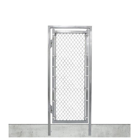 Custom Width & Height In-Ground Prehung Chain Link Mount Walk Gate Kit (Galvanized)