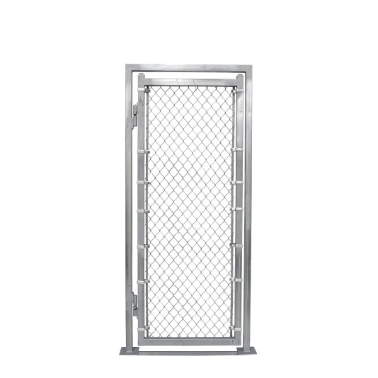 Custom Width & Height Surface-Mount Prehung Chain Link Mount Walk Gate Kit (Galvanized)