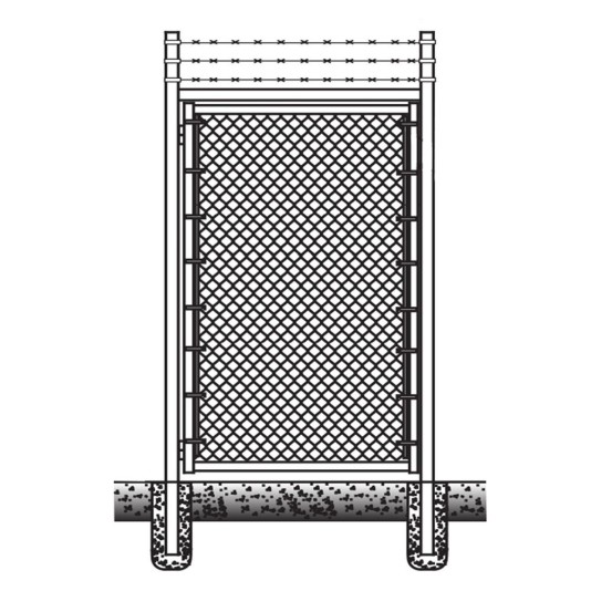 4' x 7' Prehung Barbed Wire Chain Link In-Ground Mount Walk Gate Kit 