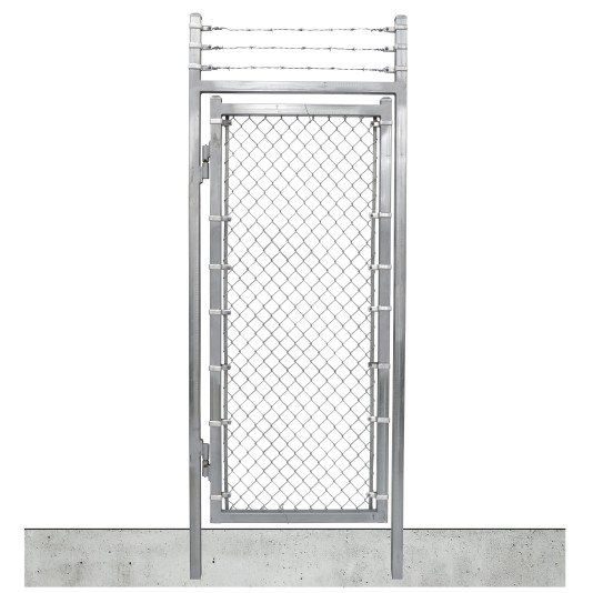 4' x 7' Prehung Barbed Wire Chain Link In-Ground Mount Walk Gate Kit (Barrier Gates)