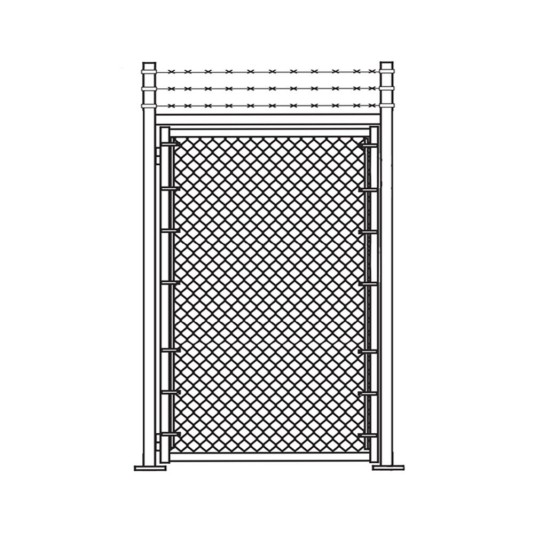 4' x 7' Prehung Barbed Wire Chain Link Surface-Mount Walk Gate Kit 