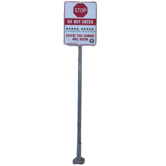Roadshark Tiger Teeth 2" x 2" x 9' Galvanized Steel Sign Post w/ Base and Mounting Hardware