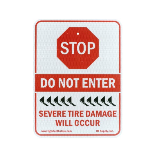 Roadshark Tiger Teeth Stop Do Not Enter Severe Tire Damage Will Occur Warning Sign (Stop) - WSS (Signs)