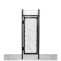 Black In-Ground Prehung gate with barbed wire