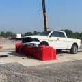 Spike Systems 12' Steel Plate Wedge Barrier with 8" LED Yellow/Yellow Traffic Lights (Powder-Coated Yellow)(Left-Handed) - PBG-120-LH-Y