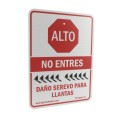 Tiger Teeth Spike Sign 18" x 24" Aluminum ALTO Sign - Spanish STOP – NO ENTRES - DAÑO SEREVO PARA LLANTAS (Signs)