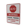 Tiger Teeth Spike Sign 18" x 24" Aluminum ALTO Sign - Spanish STOP – NO ENTRES - DAÑO SEREVO PARA LLANTAS (Signs)