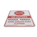 Tiger Teeth Spike Sign 18" x 24" Aluminum ALTO Sign - Spanish STOP – NO ENTRES - DAÑO SEREVO PARA LLANTAS (Signs)