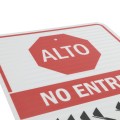 Tiger Teeth Spike Sign 18" x 24" Aluminum ALTO Sign - Spanish STOP – NO ENTRES - DAÑO SEREVO PARA LLANTAS (Signs)