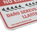 Tiger Teeth Spike Sign 18" x 24" Aluminum ALTO Sign - Spanish STOP – NO ENTRES - DAÑO SEREVO PARA LLANTAS (Signs)