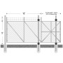 5' High x 12' Wide Gate Opening Commercial Cantilever Sliding Gate with 1' of 3-Strand Barbed Wire (2"sq x 9 Gauge Fabric, 2 1/2" Round Frame)
