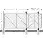 6' High x 16' Wide Gate Opening Commercial Cantilever Sliding Gate (2"sq x 9 Gauge Fabric, 2 1/2" Round Frame)