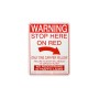 Spike Systems Warning Sign Kit with 30" Sign Post, Surface Mount Sign Flange, Sign Brackets, & "Stop here on Red" Warning Sign - WS-KIT-E