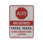 Tiger Teeth Spike Sign 18" x 24" Aluminum ALTO Sign - Spanish  STOP – NO ENTRES - DAÑO SEREVO PARA LLANTAS