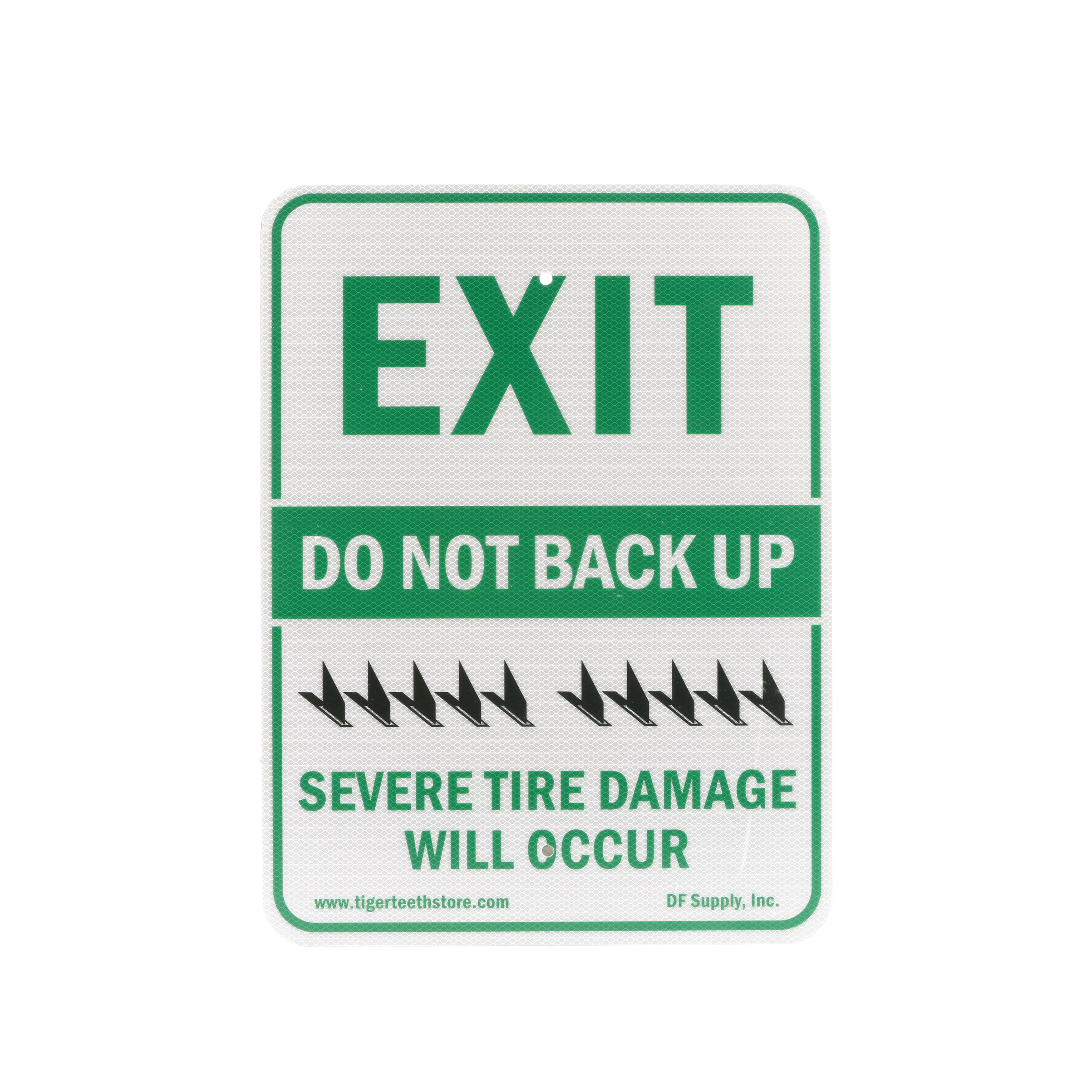 wse roadshark tiger teeth exit do no backup severe tire damager will occur warning sign home